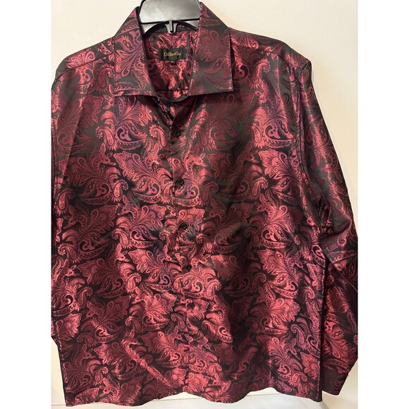 DIBANGU ELEGANT RED/BLACK PAISLEY PATTERN  LS SHIRT  xl  NWOT - Picture 1 of 4